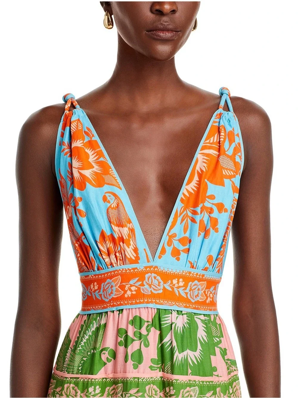 FARM Rio Multicolor Floral V-Neck Tiered Maxi Dress - Picture 2 of 8